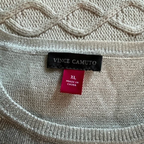 New! Vince Camuto Semi Sheer Sparkling Metallic long sleeve blouse Size XL - Picture 12 of 14